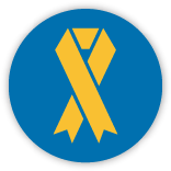 Blue Circle with a Yellow Charity Ribbon inside